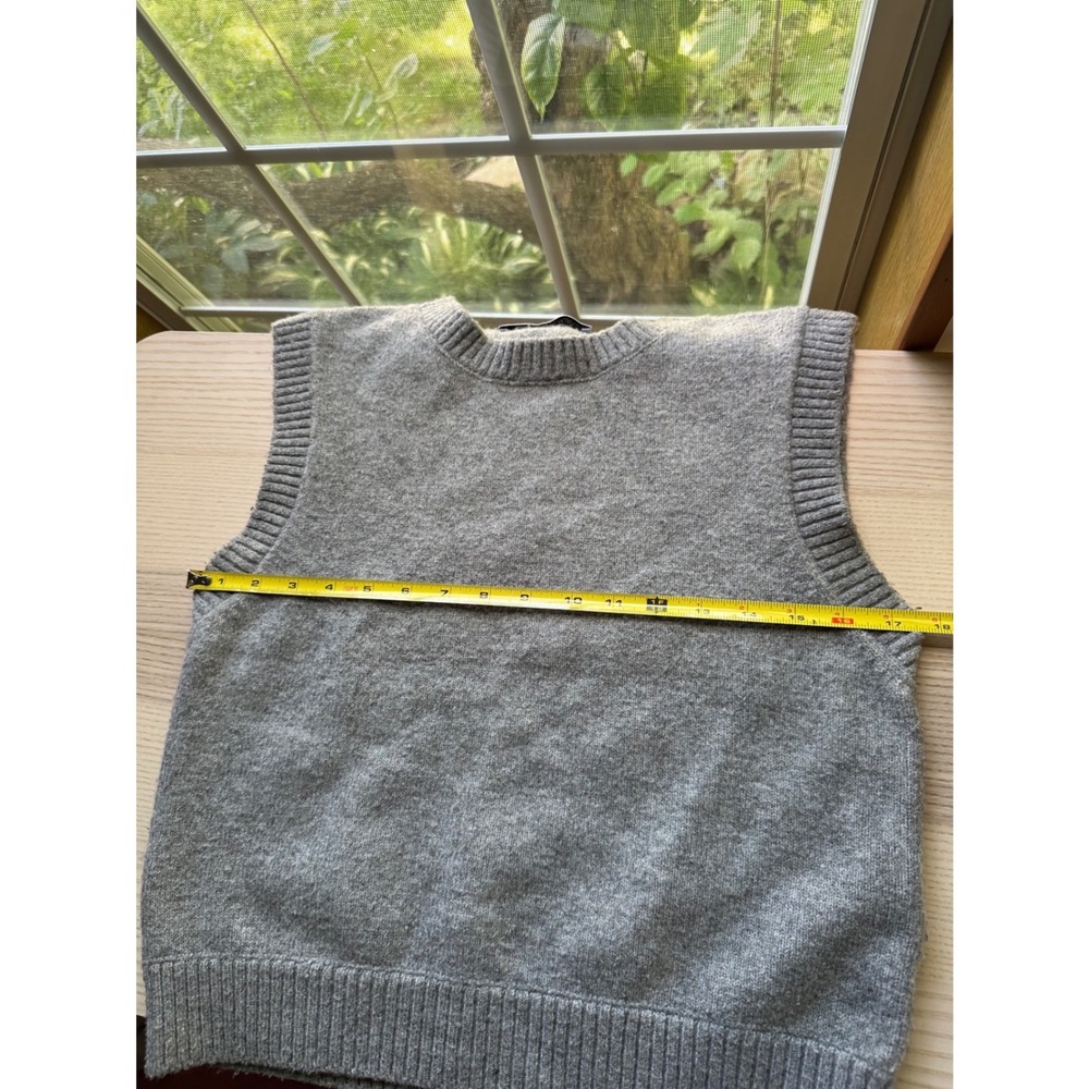 Zara Gray Knit Wool Blend Sweater Vest Sleeveless Crew Neck Size S Minimalist - Picture 3 of 6